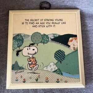Peanuts Snoopy Wall Plaque Wood Sign Hallmark The Secret of Staying Young 6"